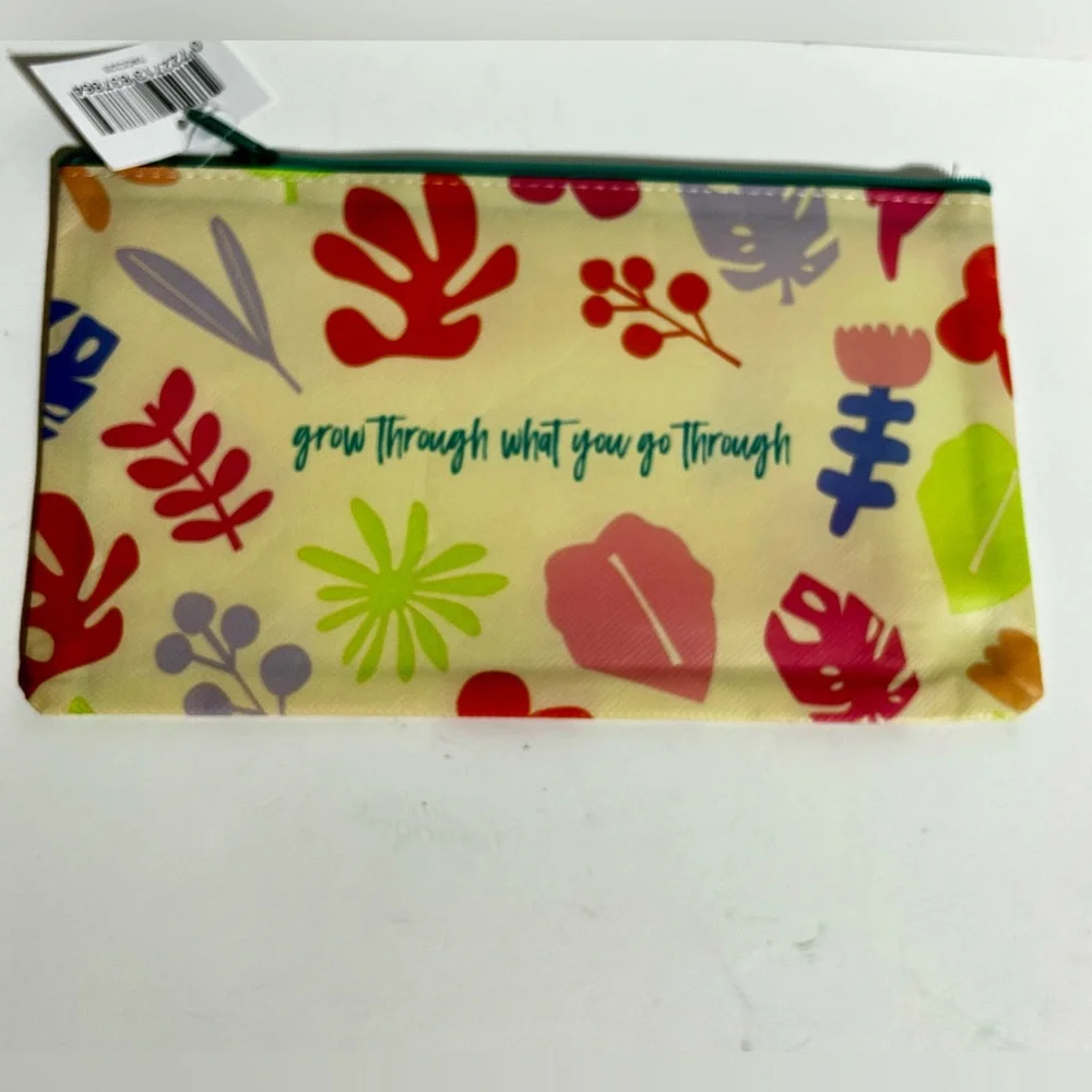 Thrive Cosmetic Bag Makeup Bag Inspirational Quote Grow Zip Pouch Travel